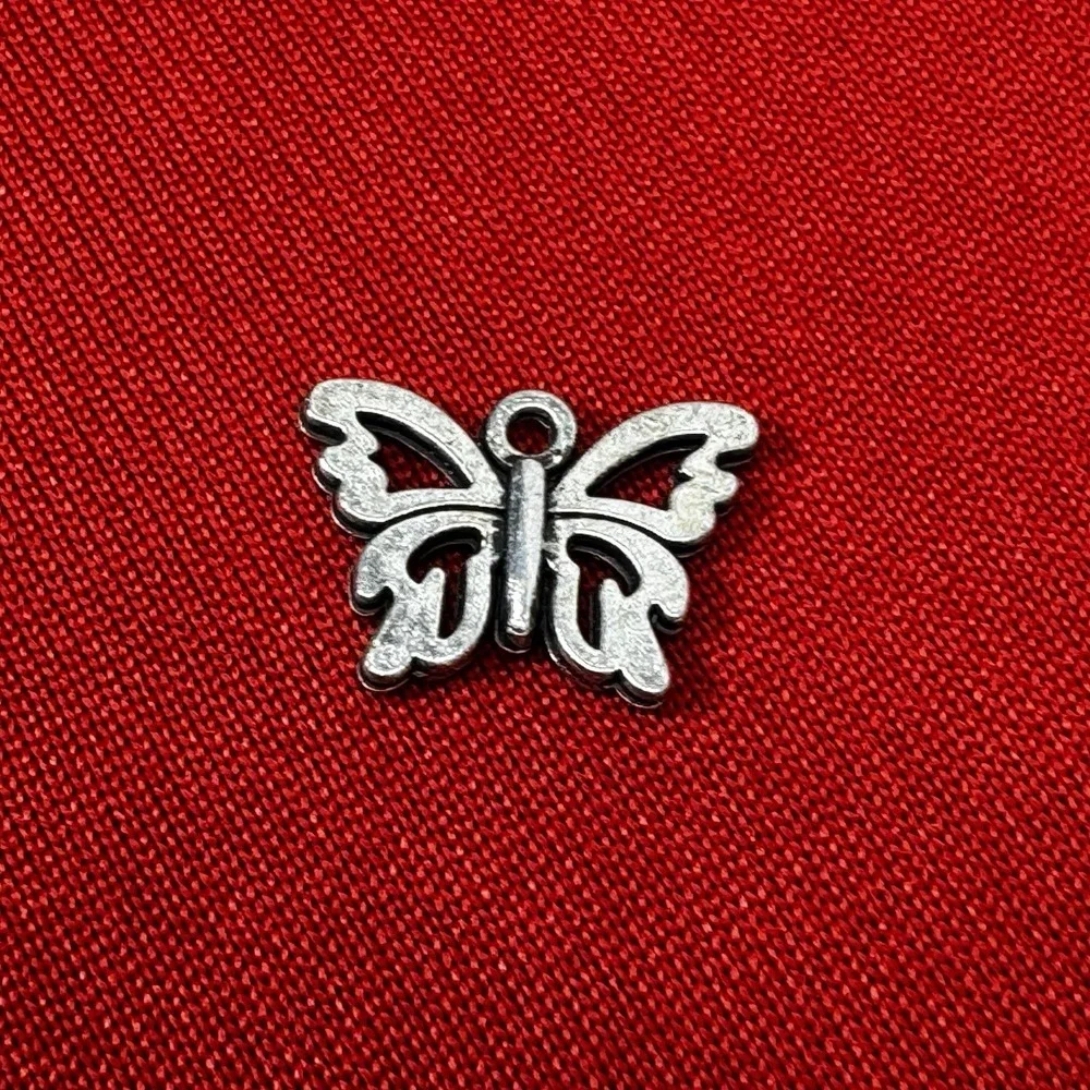 Silver Tone Butterfly Pendant Charm Hang‎ Tag
